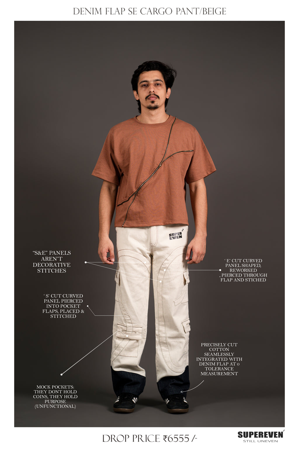DENIM FLAP SE CARGO PANT/ BEIGE