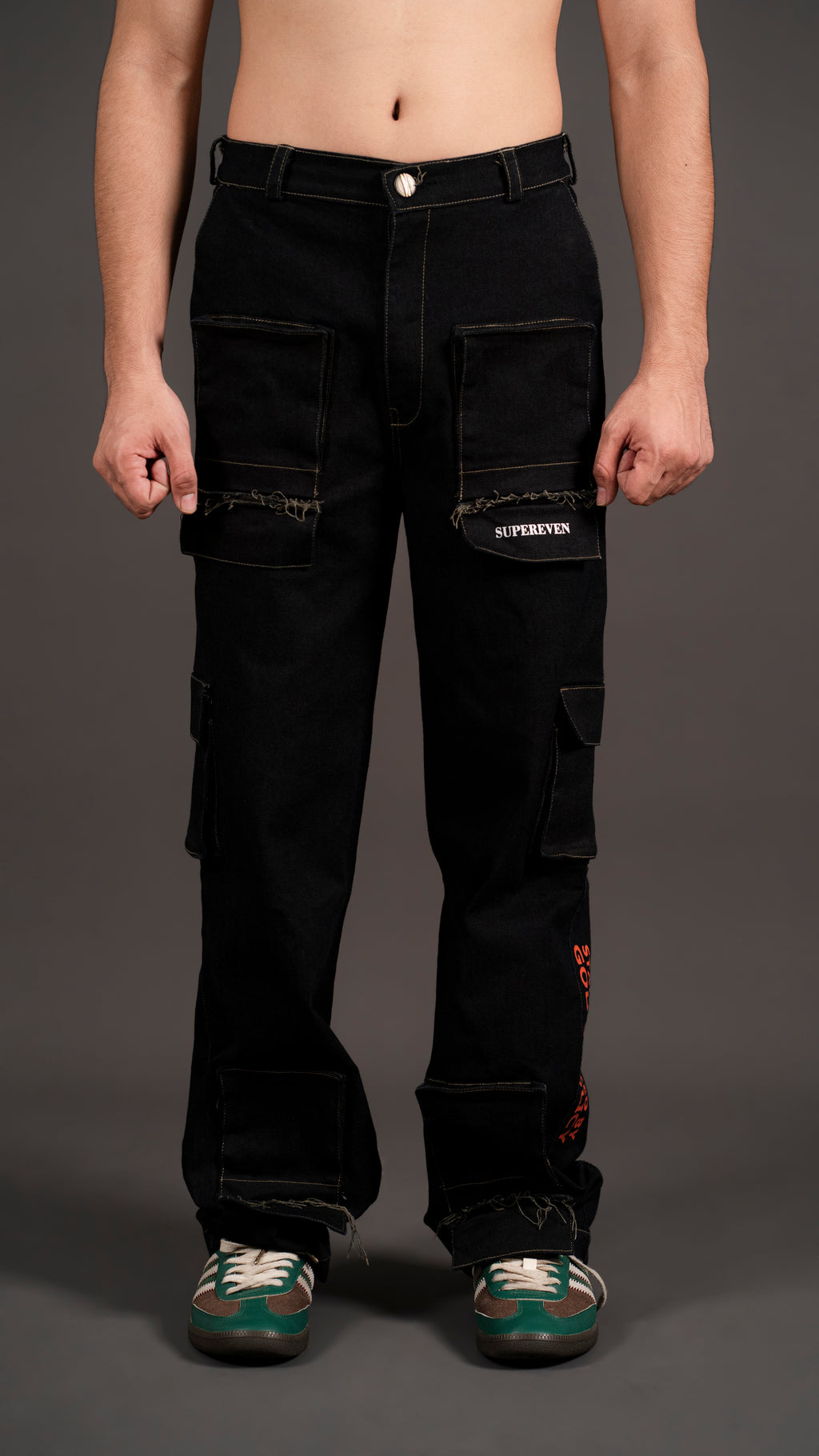 FLIP FLAP POCKET BLACK DENIM CARGO