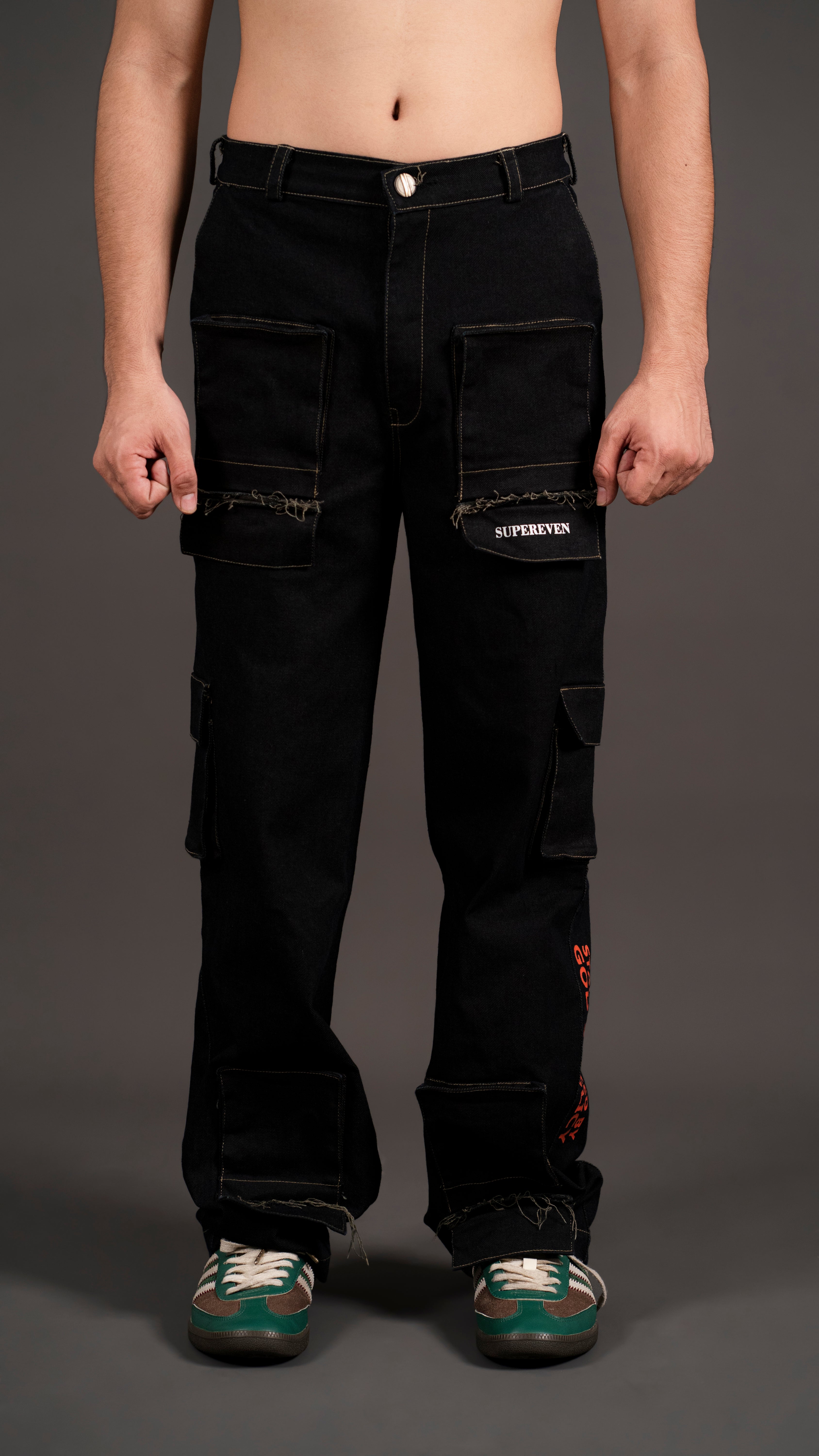 FLIP FLAP POCKET BLACK DENIM CARGO