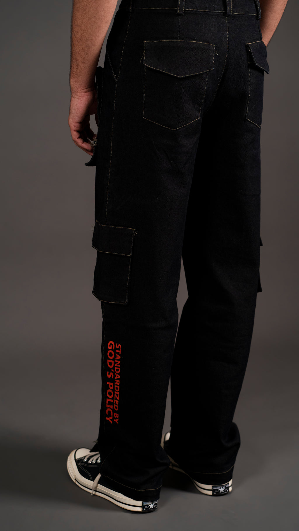 FLIP FLAP POCKET BLACK DENIM CARGO