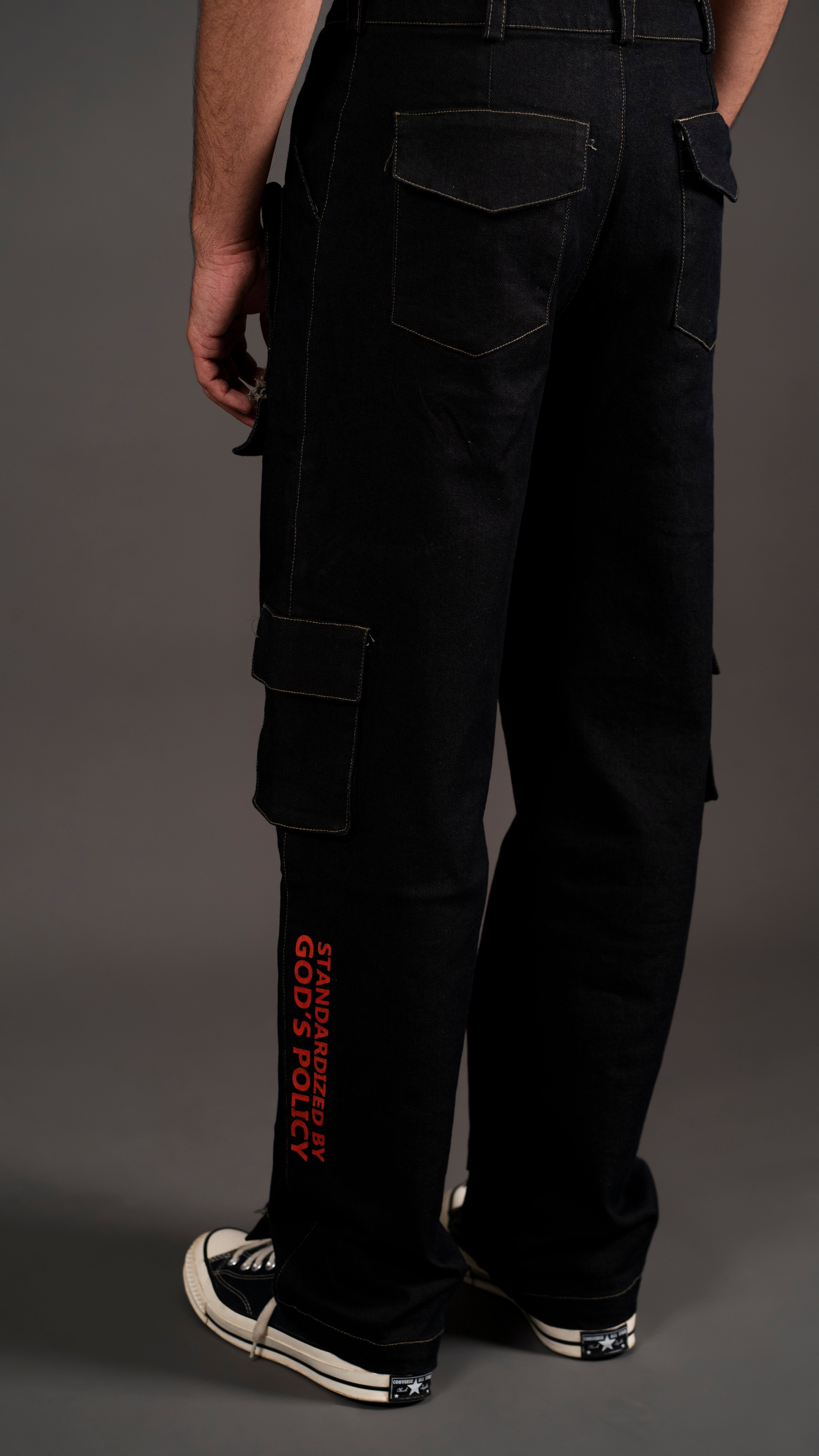 FLIP FLAP POCKET BLACK DENIM CARGO